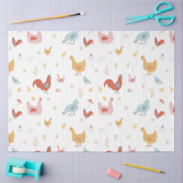 Papel De Seda Cute Chickens Hens and Baby Chicks