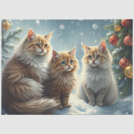 Papel De Seda Cute Christmas Cats Tissue Paper