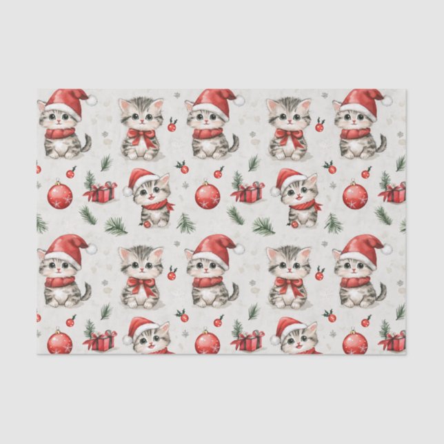 Papel De Seda Cute Christmas Kittens  (Frente )