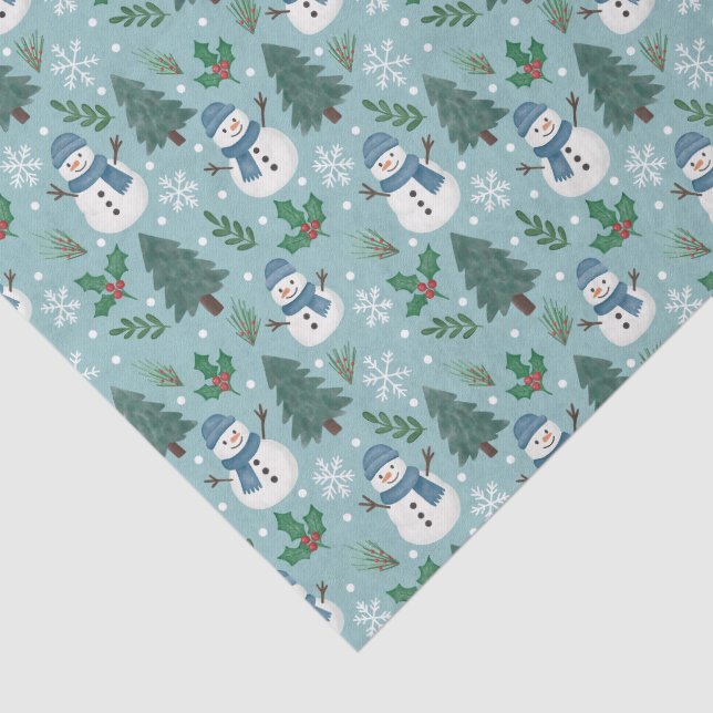 Papel De Seda Cute Christmas Snowmen Pattern Tissue Paper (Detalhes)