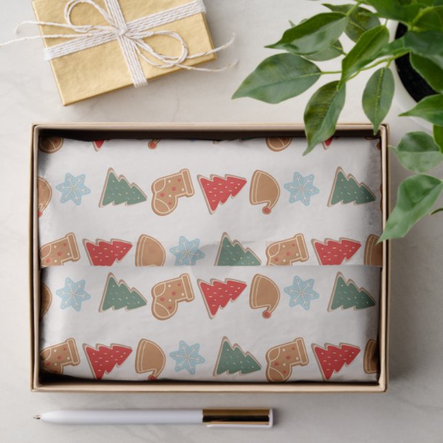 Papel De Seda Cute Colorful Cookies Pattern Christmas (Presente)