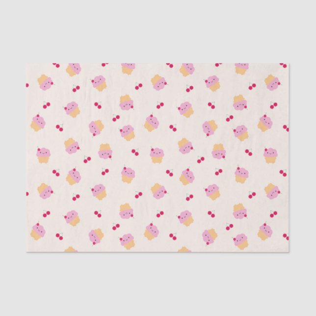 Papel De Seda Cute Cupcakes & Cherries (Frente )