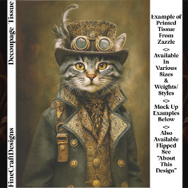 Papel De Seda Cute Dapper Steampunk Tabby Cat ET7L Decoupage 