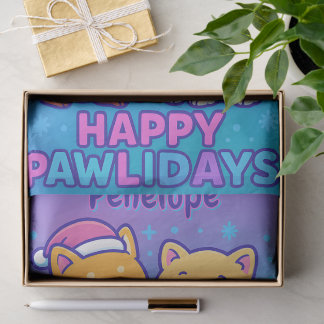 Papel De Seda Cute Dog Christmas Pawlidays Blue Purple Kawaii