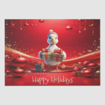 Cute Duck Christmas Holiday Tissue Paper