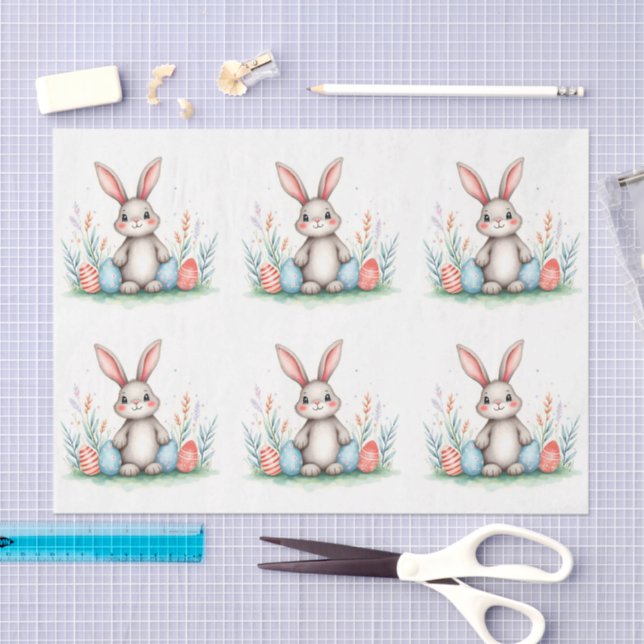 Papel De Seda Cute Easter Bunny And Eggs Popular Collection (Arte )