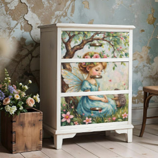 Papel De Seda Cute Fairy with Hedgehog in Enchanted Garden 