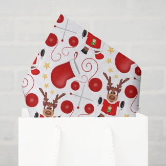 Papel De Seda Cute Festive Red Christmas Reindeer