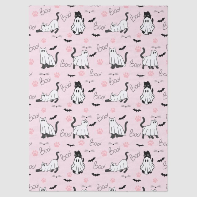 Papel De Seda Cute Ghost Cats Halloween (Frente )