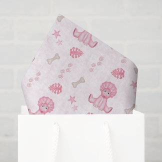 Papel De Seda Cute Girls Birthday Pink Dinosaur
