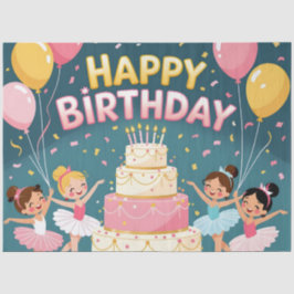Papel De Seda Cute Happy Birthday ballerina theme