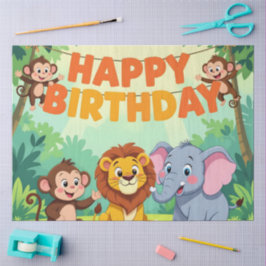 Papel De Seda Cute Happy Birthday safari theme