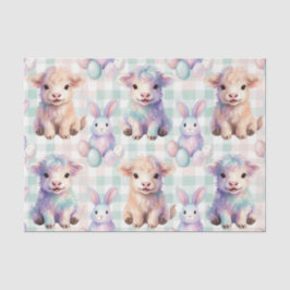 Papel De Seda Cute Highland Cow Easter Eggs Pastel