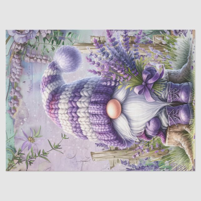 Papel De Seda Cute Lavender Floral Gnomo (Frente )