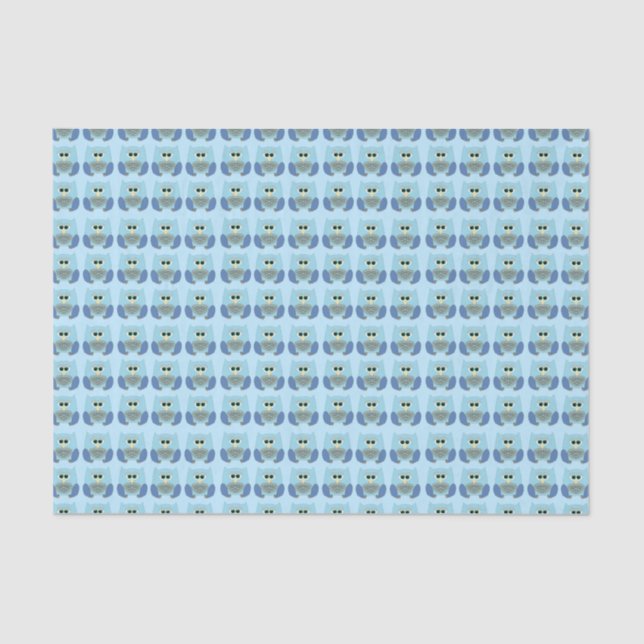 Papel De Seda Cute Light Blue Owl Pattern  (Frente )