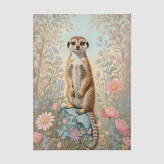 Papel De Seda Cute Little Meerkat Pastel Floral
