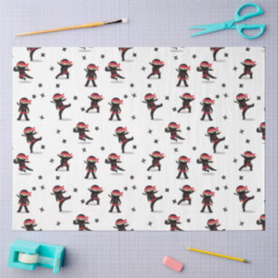 Papel De Seda Cute Ninja Warrior Kids Preto e Vermelho