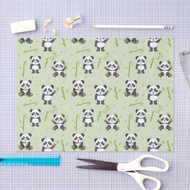 Papel De Seda Cute Panda Bear Bamboo Kawaii Animals Pattern (Arte )