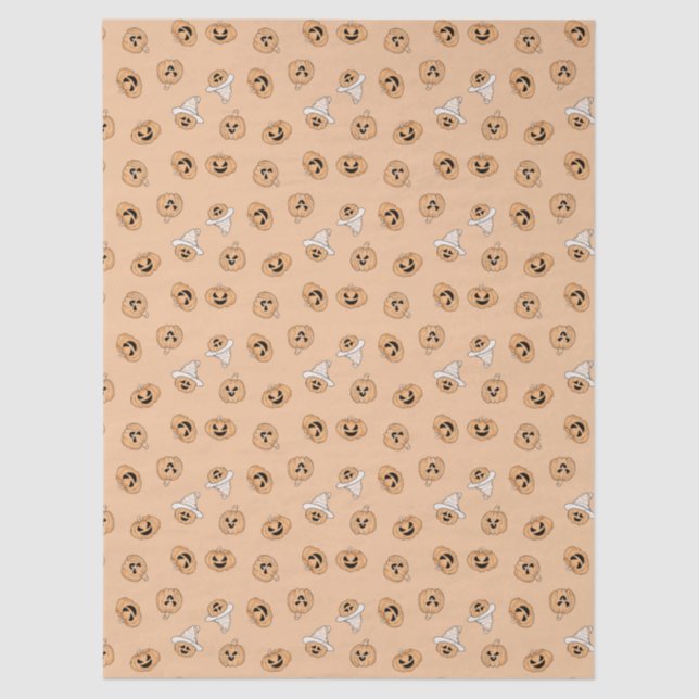 Papel De Seda Cute Pastel Pumpkin Halloween Pattern Wrapping Pap (Frente )
