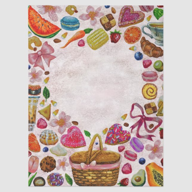 Papel De Seda Cute Pastry Confections Sweets (Frente )