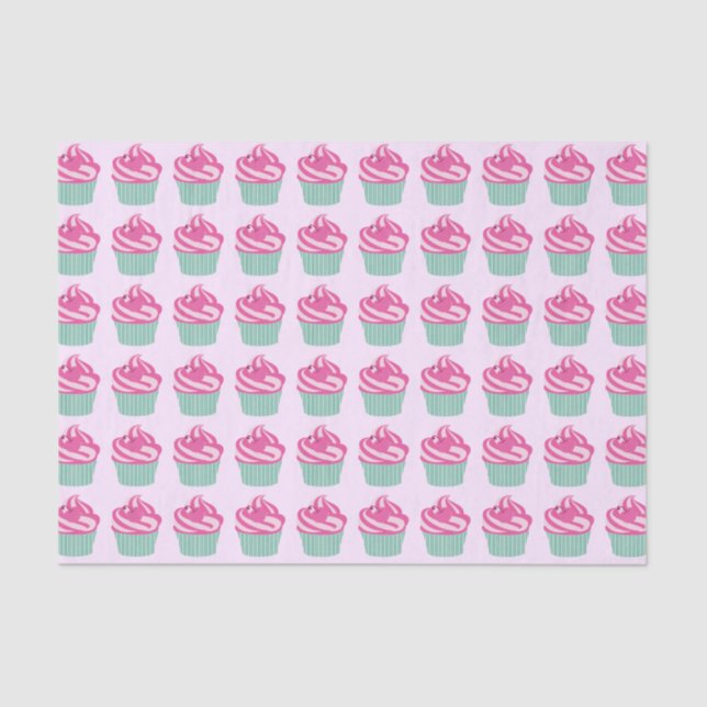 Papel De Seda Cute Pink Cupcakes Pattern (Frente )