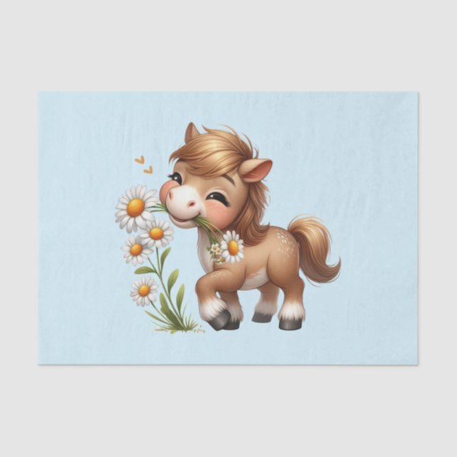 Papel De Seda Cute Pony Eating Daisies (Frente )