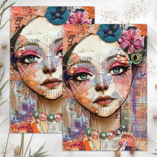 PAPEL DE SEDA CUTE QUIRKY BOHO GIRL DECOUPAGE (CUTE QUIRKY BOHO GIRL DECOUPAGE TISSUE PAPER)