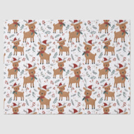Papel De Seda Cute Retro Reindeer Christmas
