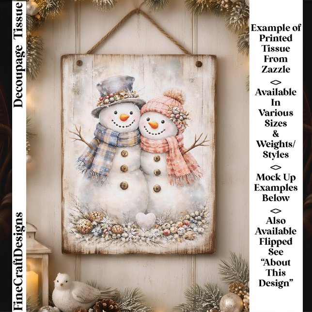 Papel De Seda Cute Shabby Chic Snowman Couple FG2R Decoupage (Criador carregado)