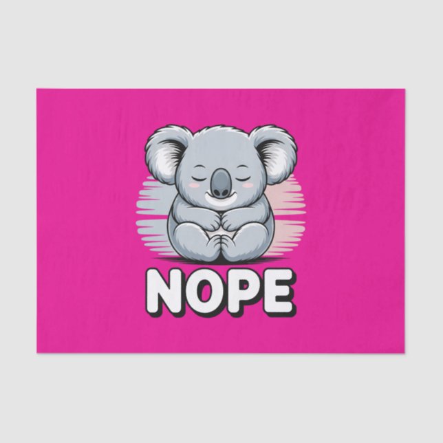 Papel De Seda Cute Sleeping Koala “Nope” Funny Cartoon (Frente )