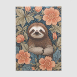 Papel De Seda Cute Sloth Elegant Floral William Morris Inspired
