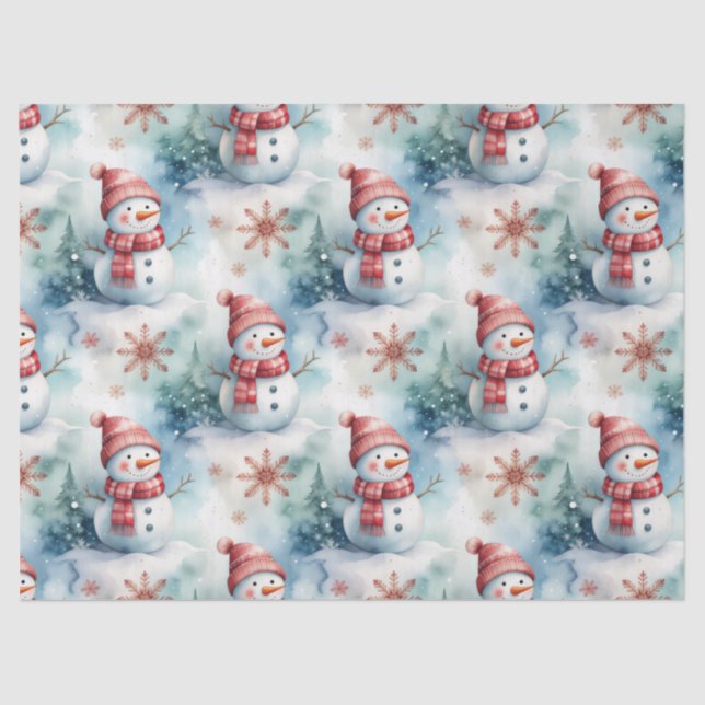 Papel De Seda Cute Snowman Christmas  (Frente )