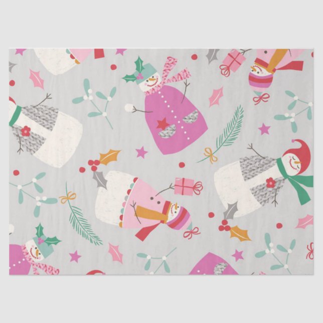 Papel De Seda Cute Snowmen (Frente )