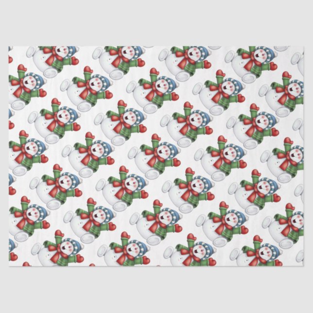 Papel De Seda Cute Snowmen (Frente )