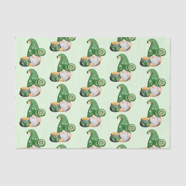 Papel De Seda Cute St. Patrick's Day Lucky Gnomes  (Frente )