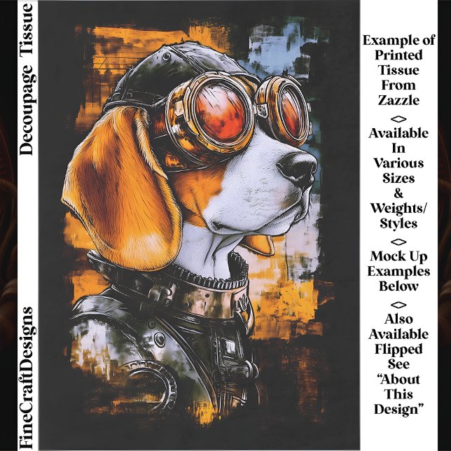 Papel De Seda Cute Steampunk Beagle Dog Aviator EZ1R Decoupage (Criador carregado)