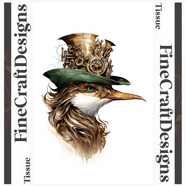 Papel De Seda Cute Steampunk Bird Gears Cogs Hat Decoupage R 140 (Criador carregado)