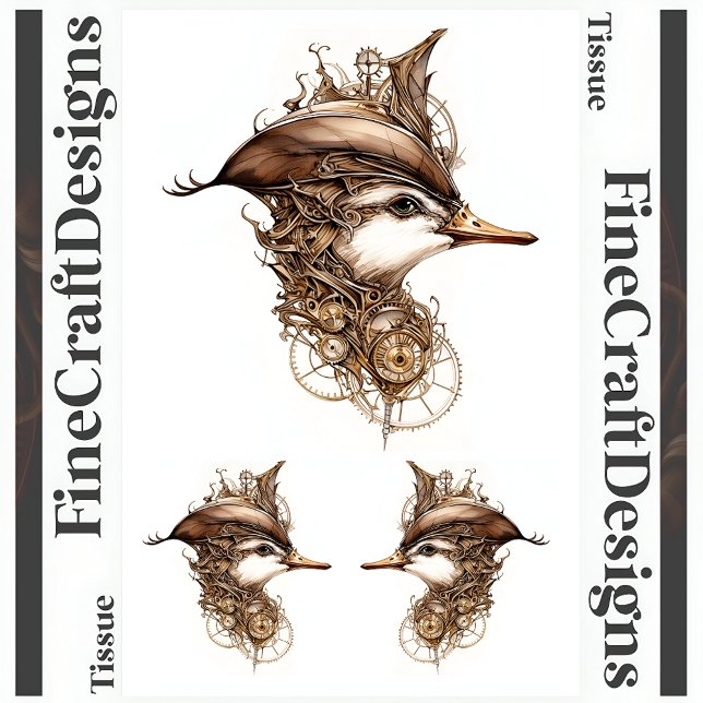 Papel De Seda Cute Steampunk Duck Gears Cogs Hat Decoupage R 139 (Criador carregado)