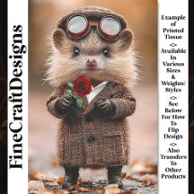 Cute Steampunkouriço + Flor AH4 Decoupage
