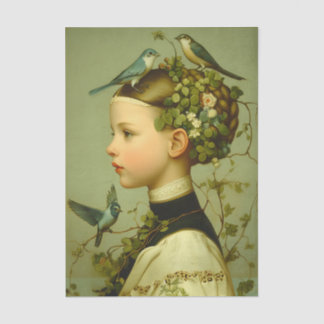 Papel De Seda  Cute Victorian Girl Floral & Birds FF4L Decoupage