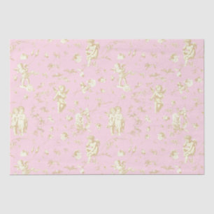 Papel De Seda Cute Vintage Cupid Angels Rosa Beige Floral Toile