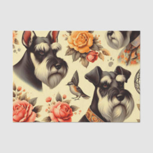 Papel De Seda Cute Vintage Schnauzer