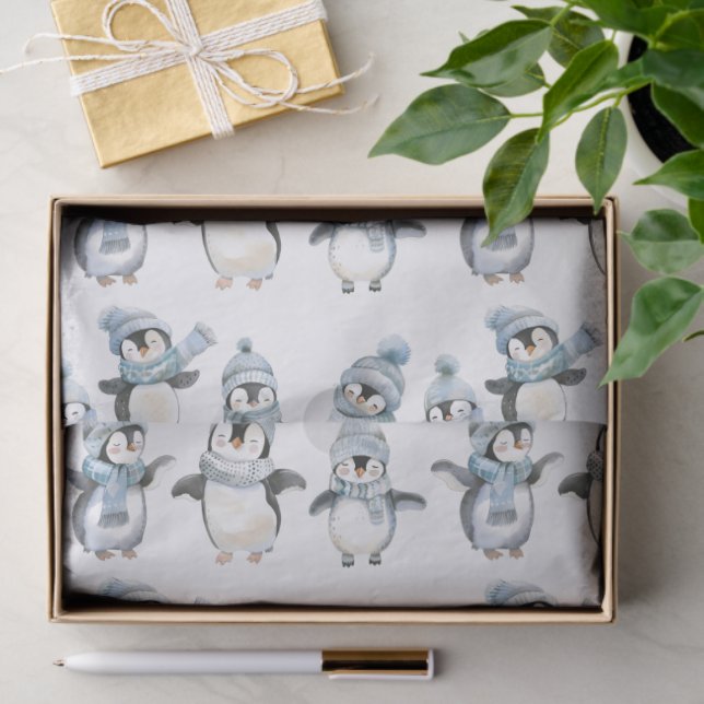 Papel De Seda Cute winter baby penguins  illustration (Presente)