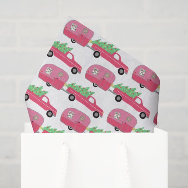 Papel De Seda Cute Xmas Trailers RVs Trucks Christmas Holiday  (Sacola de presentes)