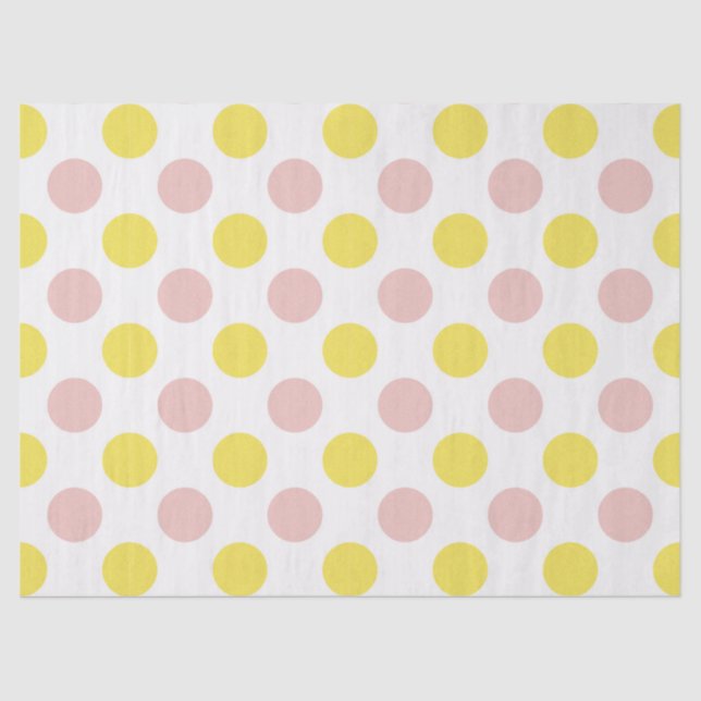 Papel De Seda Cute Yellow and Pink Polka Dot  (Frente )