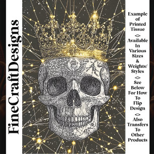 Papel De Seda Cyberpunk Gótico - Caveira & Dourada Coroa U2 - De