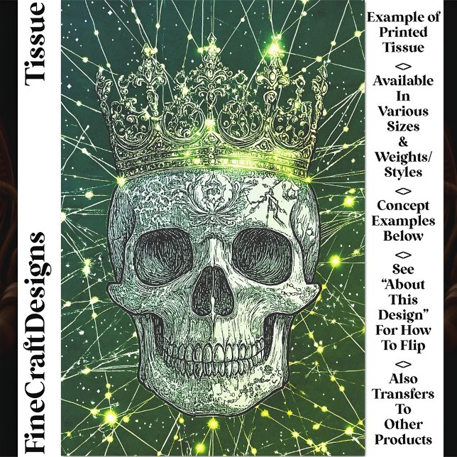 Papel De Seda Cyberpunk Gótico - Caveira & Dourada Coroa U2G (Criador carregado)