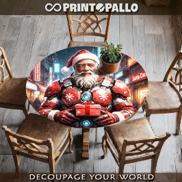 Papel De Seda Cyborg Black Santa Claus em armadura de Natal