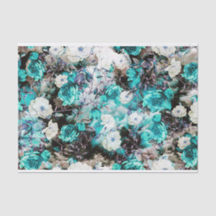 Papel De Seda Da cerceta floral de turquesa dos rosas do