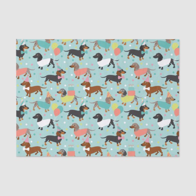 Papel De Seda Dachshund Birthday (Frente )